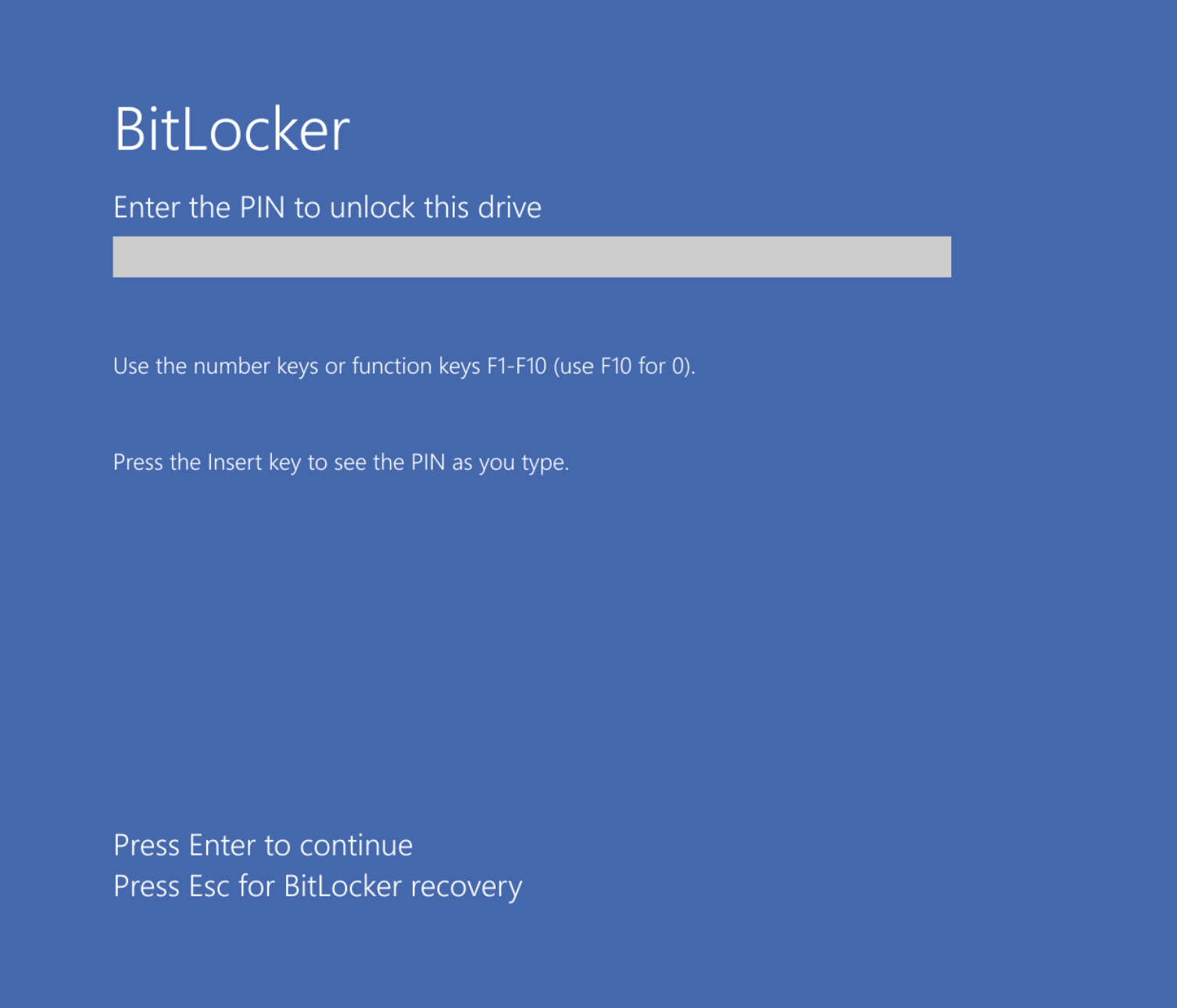 BitLocker Pre Boot Authentication